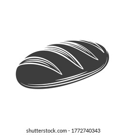 Loaf of bread glyph icon for bakery shop or food design. Vector illustration