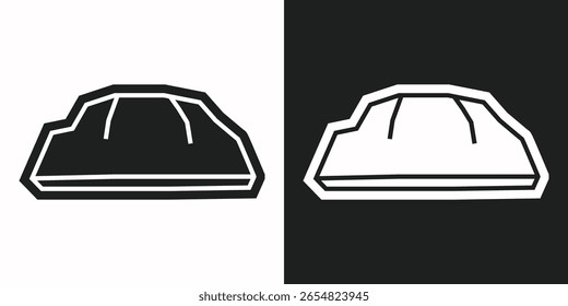 Loaf of Bread Icon in Black Filled and White Filled Cutout Style