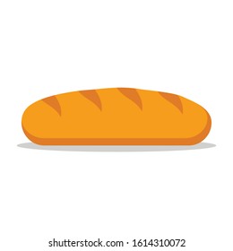 Loaf bread icon flat isolated on white background, whole grain bread. French baguette vector illustration