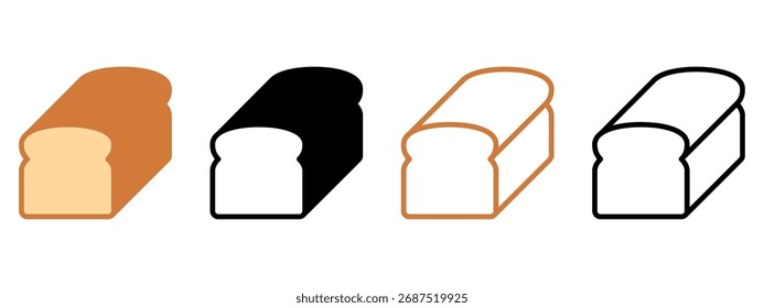 Loaf do conjunto de ícone de pão, contorno e versão preenchida. Design simples de ilustração vetorial. Marrom e preto.