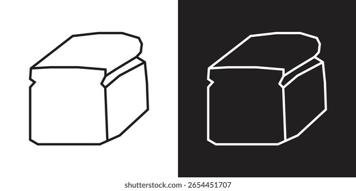 Loaf of Bread Icon in White Line Art Cutout Style