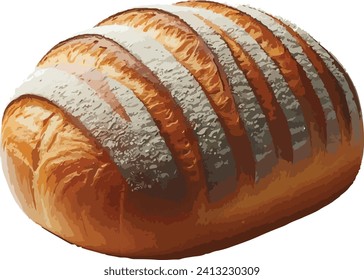 Loaf of bread isolated on white background