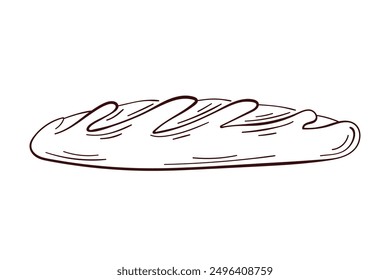 Pan en línea estilo arte. Menú de la panadería. Ilustración vectorial aislada en un fondo blanco.