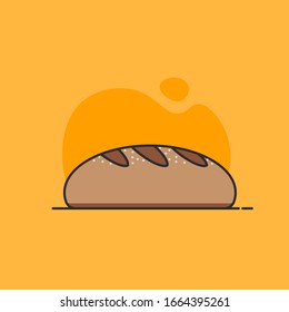 Loaf of bread in line design. Food element. Bread icon. Concept of bakery, confectionery, store, home kitchen. Vector illustration in flat design