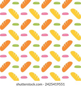 Loaf of Bread multicolor new trendy repeating pattern vector illustration background