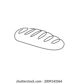 Loaf of bread one line art. Continuous line drawing of White bread.