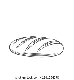 Loaf of bread, outline vector. Hand drawn icon for bakery shop or food design. Vector illustration