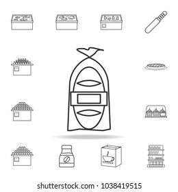 loaf of bread in the package icon. Detailed set of shops and hypermarket icons. Premium quality graphic design. One of the collection icons for websites, web design, mobile app on white background