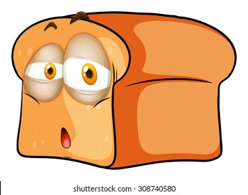 Loaf of bread with sad face illustration