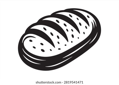 Loaf of bread with scored crust black and white silhouette rye sourdough