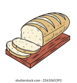 Loaf of Bread with Slices on a Wooden Cutting Board.