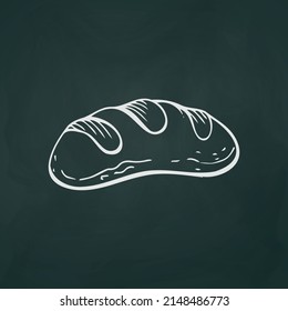 Loaf of bread thin white lines on a textural dark background - Vector illustration