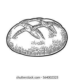 Loaf of bread. Vector black hand drawn vintage engraving illustration for poster, label and menu bakery shop. Isolated on the white background.