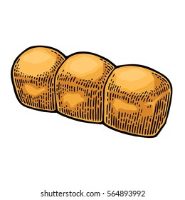 Loaf of bread. Vector black hand drawn vintage engraving illustration for poster, label and menu bakery shop. Isolated on the white background.