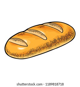 Loaf of bread. Vector color vintage engraving illustration for poster, label and menu bakery shop. Isolated on the white background. Hand drawn design element