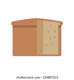 Loaf of bread vector in flat style design. Cake or bun with sliced part for baking concepts, bakery logotypes, food and healthy nutrition illustrating. Isolated on white background.    