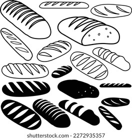 loaf bread vector illustration black line 