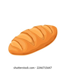 Loaf of bread vector illustration. Cartoon French loaf of wheat flour dough with crispy crust, whole cereal toast bread for cooking sandwich, organic food product for bakery and supermarket menu