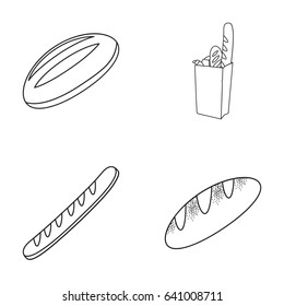 Loaf, French loaf, bread in a package, wheat bread.Bread set collection icons in outline style vector symbol stock illustration web.