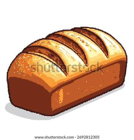 A loaf of golden-brown bread is presented, showcasing its crusty exterior and inviting appearance. The bread is freshly baked, ready to be sliced and enjoyed.