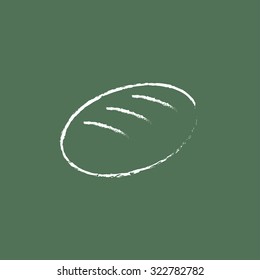 Loaf hand drawn in chalk on a blackboard vector white icon isolated on a green background.