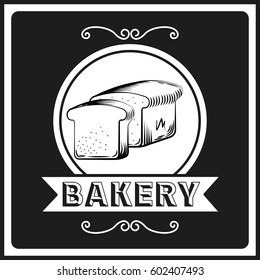 loaf icon over black background. bakery product concept. vector illustration