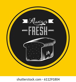 loaf icon over yellow background. bakery product concept. vector illustration