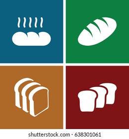 Loaf icons set. set of 4 loaf filled icons such as bread