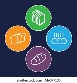 Loaf icons set. set of 4 loaf outline icons such as bread