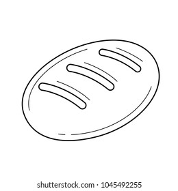 Loaf line icon isolated on white background. Vector line icon of bread loaf for infographic, website or app.