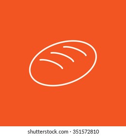 Loaf line icon for web, mobile and infographics. Vector white icon isolated on red background.
