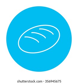 Loaf line icon for web, mobile and infographics. Vector white icon on the light blue circle isolated on white background.