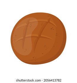 Pan de pan rústico de centeno. Pan largo casero. Artículos de panadería, pastelería. Ilustración vectorial aislada en fondo blanco.