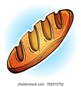 Loaf of rye or wheaten bread. Colored vector Illustration isolated on white background