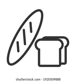 Loaf, toast bread. Simple food icon in trendy line style isolated on white background for web apps and mobile concept. Vector Illustration. EPS10