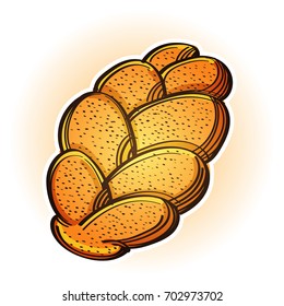 Loaf of wheaten bread. Colored vector Illustration isolated on white background