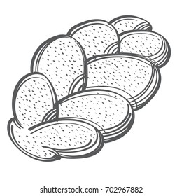 Loaf of wheaten bread. Monochrome vector Illustration isolated on white background