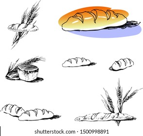a loaf of white bread and ears of wheat