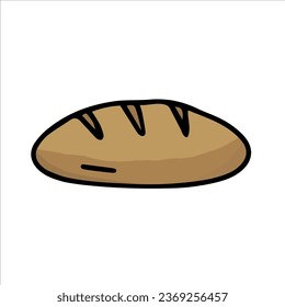 A loaf of white bread. Flour wheat product. Vector color hand-drawn illustration. Clipart, template, sketch, icon, sketch.