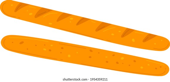Loaf weißes Brot, frische Backwaren, gebratene knusprige Kruste, gute Backwaren Design Cartoon-Stil Vektorgrafik, einzeln auf Weiß.