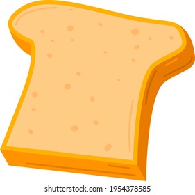 Loaf white bread, fresh baked goods, fried crispy crust, good bakery design cartoon style vector illustration, isolated on white.