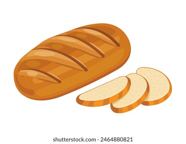 A loaf of white bread. Vector illustration on a white background.