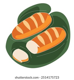 A loaf of white bread.Bread loaf or bread roll flat vector