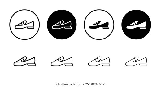 Icono de mocasín Vector de contorno blanco y negro