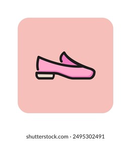 Loafer line icon. Shoelaces, boat, low heel. Footwear concept. Can be used for topics like shoe shop, casual style, office look