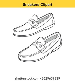 Desenho de vetor mínimo do clipart do contorno do loafer