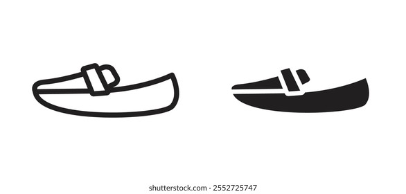 Conjunto de iconos de Vector de mocasín negro relleno y estilo delineado.