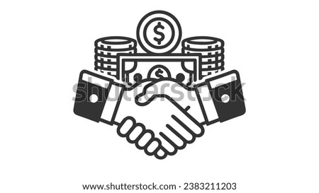 Loan agreement borrow money from bank, mortgage, debt or obligation to pay back interest rate, personal loan or financial support concept, businessman shaking hand with loan agreement and money.