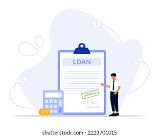 Loan agreement concept illustration. Suitable for landing page, ui, web, App intro card, editorial, flyer, and banner.