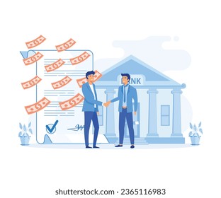  loan agreement concept, personal loan or financial support. ask for loans from bank, mortgage, debt.  flat vector modern illustration